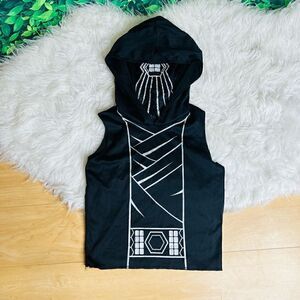 Black mortal combat style top sleeveless halloween costume 3-8.